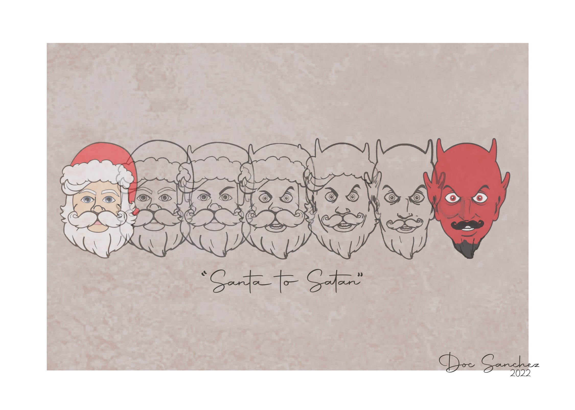 Santa to Satan - Original A3 Digital Print on heavy 250 GSM Matt Card. Hand signed by the artist and numbered.